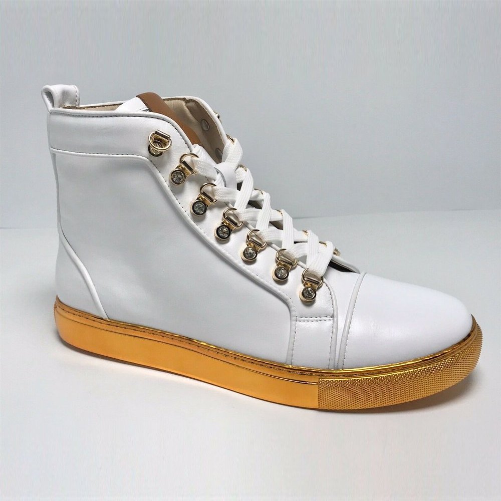 Men's J75 by Jump Savor White | Gold Patent Sneakers